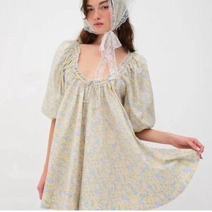 NWT FOR LOVE AND LEMONS MERIAN COTTON TUNIC DRESS IN DITZY FLORAL PRINT SZ SMALL